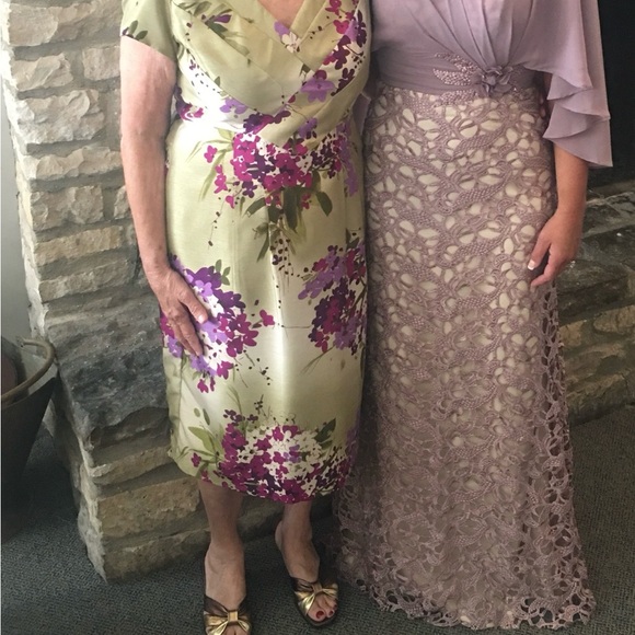 Mother of the Bride Groom Formal Floor Length Chiffon Lace Evening Dress - Picture 8 of 13